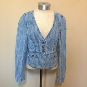 Juicy couture v neck denim jacket peplum Y2k mcbling early 2000s